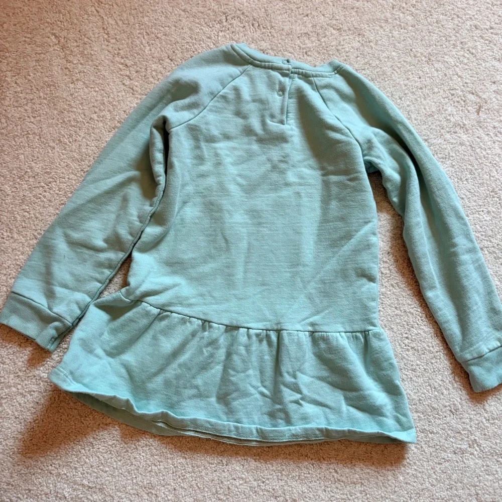 Koala Kids Rainbow Floral Sweatshirt Dress Ruffle Hem Aqua Blue Girls Size 4T